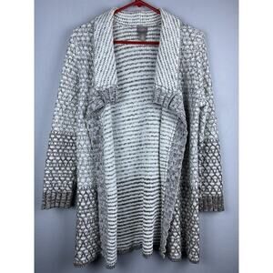 Chico’s Sz 0 (S) Heavyweight Tan Ombre Textured Shawl Cotton Acrylic Cardigan